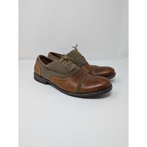 Steve Madden P-Camrin Mens 11.5M Brown Leather Canvas Wingtip Oxford Shoes